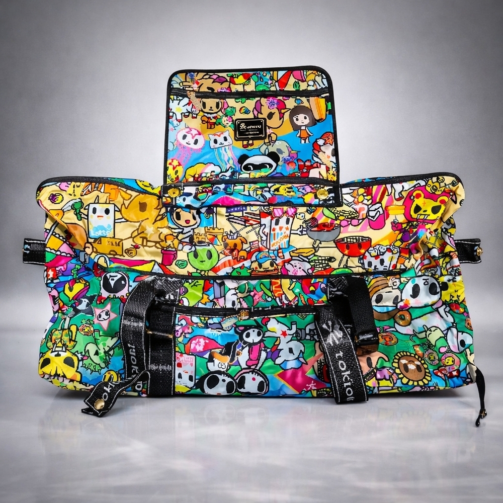 Tokidoki Expandable Weekender Duffle Bag / Tote Multicolor Unicorno - Picture 6 of 8
